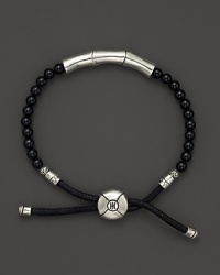 John Hardy Men's Batu Silver Bamboo with Black Chalcedony Bracelet