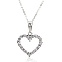 Effy Jewelry Effy® 14K White Gold Diamond Heart Necklace .25 Tcw.