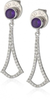 Badgley Mischka Fine Jewelry White Diamonds Amethyst Arabesque Earrings