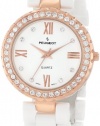 Peugeot Women's 7078WRG White Ceramic Swarovski Crystal Rose Gold Bezel Watch