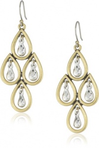 Lucky Brand Two-Tone Tear Drop Chandelier Earrings