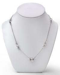 Crafted of platinum plated sterling silver and colored crystal stations, this delicate chain necklace from Crislu embodies refined elegance. Wear this checkerboard piece to make a sophisticated move.