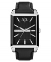 Black and silver never goes out of style: a rich leather and stainless steel watch by AX Armani Exchange.