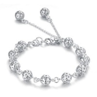 Womens .925 Sterling Silver Open Bead Bracelet