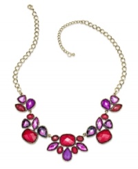 Style&co. makes a flowerful statement with this gold tone mixed metal necklace. Resin stones in shades of red and purple are in full bloom. Approximate length: 18 inches + 3-inch extender. Approximate drop: 6-1/2 inches.