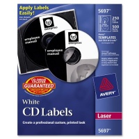 Avery CD Labels, White Matte, 250 CD Labels and 500 Case Spine Labels (5697)