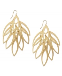 Make a splash. Cascading cut-out drops adorn Style&co.'s chic chandelier earrings. Crafted in gold tone mixed metal with a textured surface. Approximate drop: 3-1/2 inches.