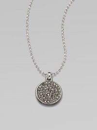 Glittering pavé: stones set in a chic disc pendant on a ball chain. Cubic zirconia and glass stonesSilvertone metalLength, about 16Pendant size, about .5Toggle closure with logo charmImported 