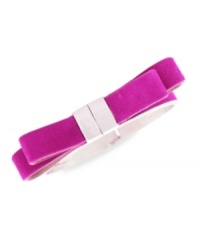 Look magical in magenta. This suede bow hinge bracelet from Vince Camuto is crafted from silver-tone mixed metal and offers a bit of a whimsical touch. Approximate diameter: 2-1/2 inches.