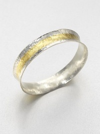 A concave design in sleek sterling silver and radiant 24k gold with a stunning hammered texture. Sterling silver24k goldSlip-on styleImported 