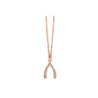 Meira T 14K Rose Gold & Pave Diamond Wishbone Charm Necklace