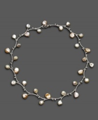 Let beauty grow. This gorgeous necklace features Keishi cultured freshwater pearls set in sterling silver. Approximate length: 17 inches.