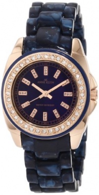 Anne Klein Women's 10/9668RGBL Swarovski Crystal Accented Blue Marbleized Rosegold-Tone Bracelet Watch