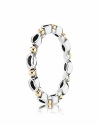 An elegant beaded pattern of sterling silver and 14K gold defines this so-stackable ring from PANDORA.