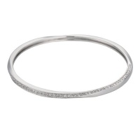 Sterling Silver Clear Swarovski Crystal Bangle Bracelet, 8