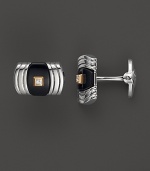 Striking onyx, a glittering diamond and bright 14K. gold enhance the gleam of sterling silver. By Dolan & Bullock. From the Stone Accent Collection.