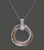 Diamond pendant necklace in white, yellow and rose gold.