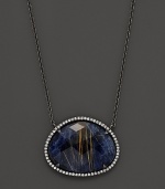 Blue sodalite pendant with quartz and diamonds on a blackened silver necklace. From Di Massima.