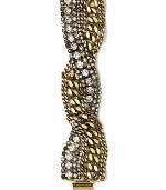 Elizabeth Cole 24 Karat Gold Braided Chain and Crystal Bracelet