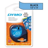 DYMO Ultra Blue Plastic Tape w Black Printing, LetraTag only, 1/2in x 13ft