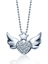 Alex Woo Little Rock Star Heart with White Wings Pendant Necklace