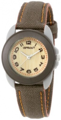 Sprout Women's ST/1038BNGYBN Brown Organic Cotton Strap Bamboo Dial Eco-Friendly Watch