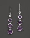 Bezel set rose cut diamonds and dark amethyst stones in sterling silver drop earrings from Ippolita