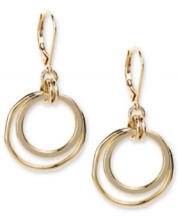 These orbital earrings by Jones New York run circles around the competition. Finished with a fish hook back. Crafted in gold tone mixed metal. Approximate drop: 1 inch.