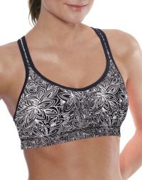 Womens Champion Printed Shape T Back, White/Black, 34 B