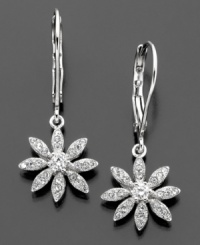 These flirty flower earrings by Eliot Danori are sure to dazzle. Round-cut crystal accents are set in rhodium-plated mixed metal. Approximate drop: 1 inch. Approximate diameter: 1/2 inch.