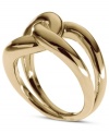 Tie your perfect look in a bow with this golden ring from Michael Kors. Styled in a twisted design for a stunning effect. Crafted in gold tone mixed metal. Size 7 and 8.