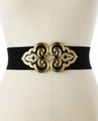 Stun them with sophistication. An ornate, scrolling buckle dresses up this comfortable stretch belt by Style&co.