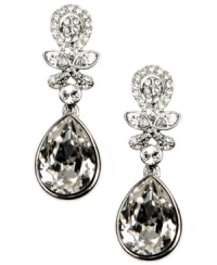 Something old and something new! Givenchy's bridal earrings are the perfect complement to your wedding day look. A large, pear-cut crystal highlighted by smaller crystal accents will catch the light as walk down the aisle. Crafted in silver tone mixed metal. Approximate drop: 1-1/2 inches.