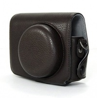 COSMOS Brown Leather Case Cover Bag For Olympus XZ1 XZ-1 Camera + Cosmos cable tie