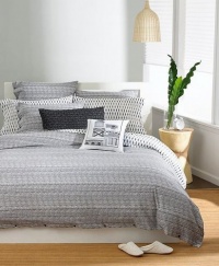 Bar III Texture Stripe Cotton Full/Queen Duvet Cover