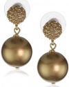 Carolee Gold Pearl Basics Simulated Pearl and Pave Drop Earrings