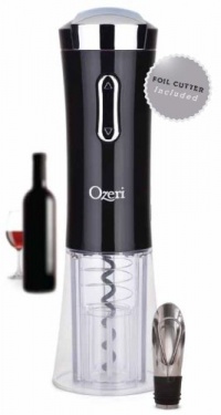 Ozeri Nouveaux II Electric Wine Opener in Black, with Free Foil Cutter, Wine Pourer and Stopper -- Ultimate Wine Gift On Sale