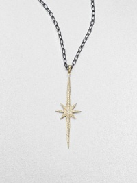 A dazzling diamond encrusted 14k gold starburst on a blackened sterling silver twisted link chain. Blackened sterling silverDiamonds, .3 tcw14k goldLength, about 16Pendant size, about 2Lobster clasp closureMade in USA