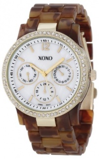 XOXO Women's XO5524 Tortoise Bracelet with Rhinestones on Gold Case Watch