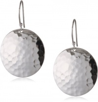 Sterling Silver Hammered Round Disc Drop Earrings