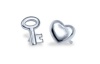 Alex Woo Mini Additions Silver Heart and Key Studs