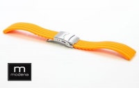 22mm Orange MODENA F-1 style Italian Rubber Watch Band w/ Deployant / Deployment Buckle / Clasp