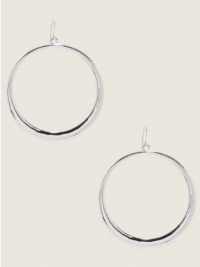 GUESS Silver-Tone Clean Hoop Earrings, SILVER