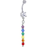 Handcrafted Genuine Swarovski Crystal Rainbow Drop Sterling Belly Ring