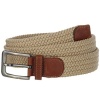 Beige Gunmetal Buckle Leather Tipped Braided Belt