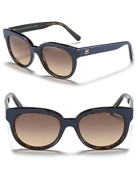 Bring something blue to your sunglasses collection with Balenciaga's bold frames. Gold tone logo detailing at temples puts your designer taste on display.