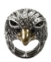 A sight for soaring eyes. This eagle-head stretch ring from RACHEL Rachel Roy is crafted from silver-tone mixed metal with glass stones to help you reach new fashion heights. Stretches to fit finger. Approximate diameter: 1 inch.