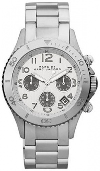 Marc by Marc Jacobs Rock Chronograph Silver Dial Stainless Steel Unisex Watch MBM3155