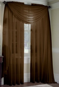 2 Piece Solid Coffee Brown Sheer Window Curtains/drape/panels/treatment 60w X 84l