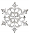 Walk into winter with this lovely snowflake pin from Charter Club. The detailed silhouette sparkles with crystal accents. Crafted in silver tone mixed metal. Approximate diameter: 1-3/4 inches.